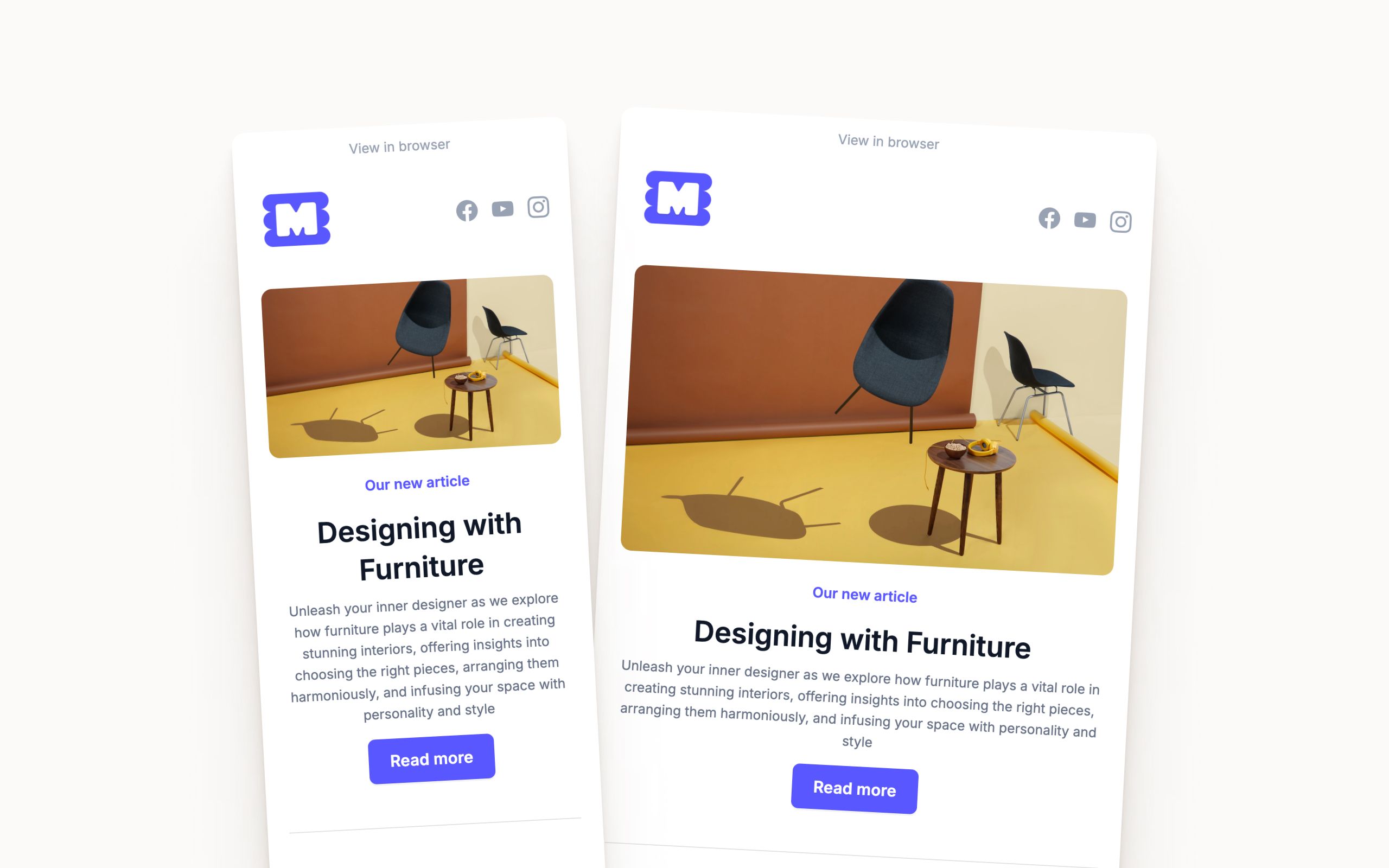 Responsive HTML email template preview in desktop and mobile view