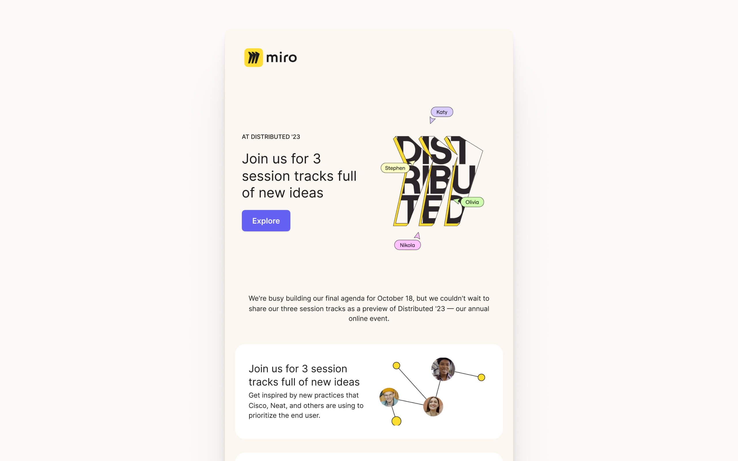 Miro-themed Figma email template preview