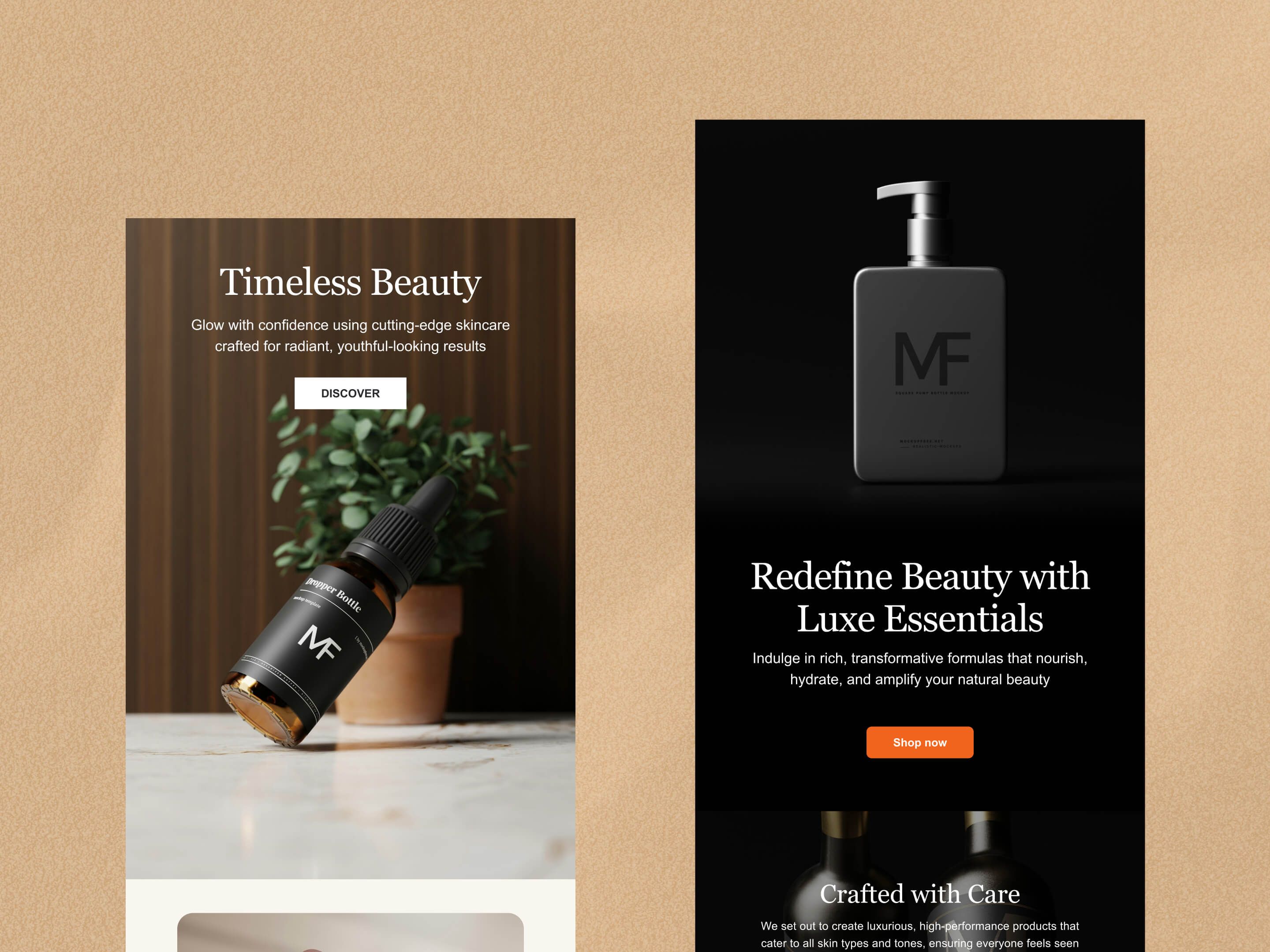 Mauve-toned newsletter celebrating a vegan beauty award win