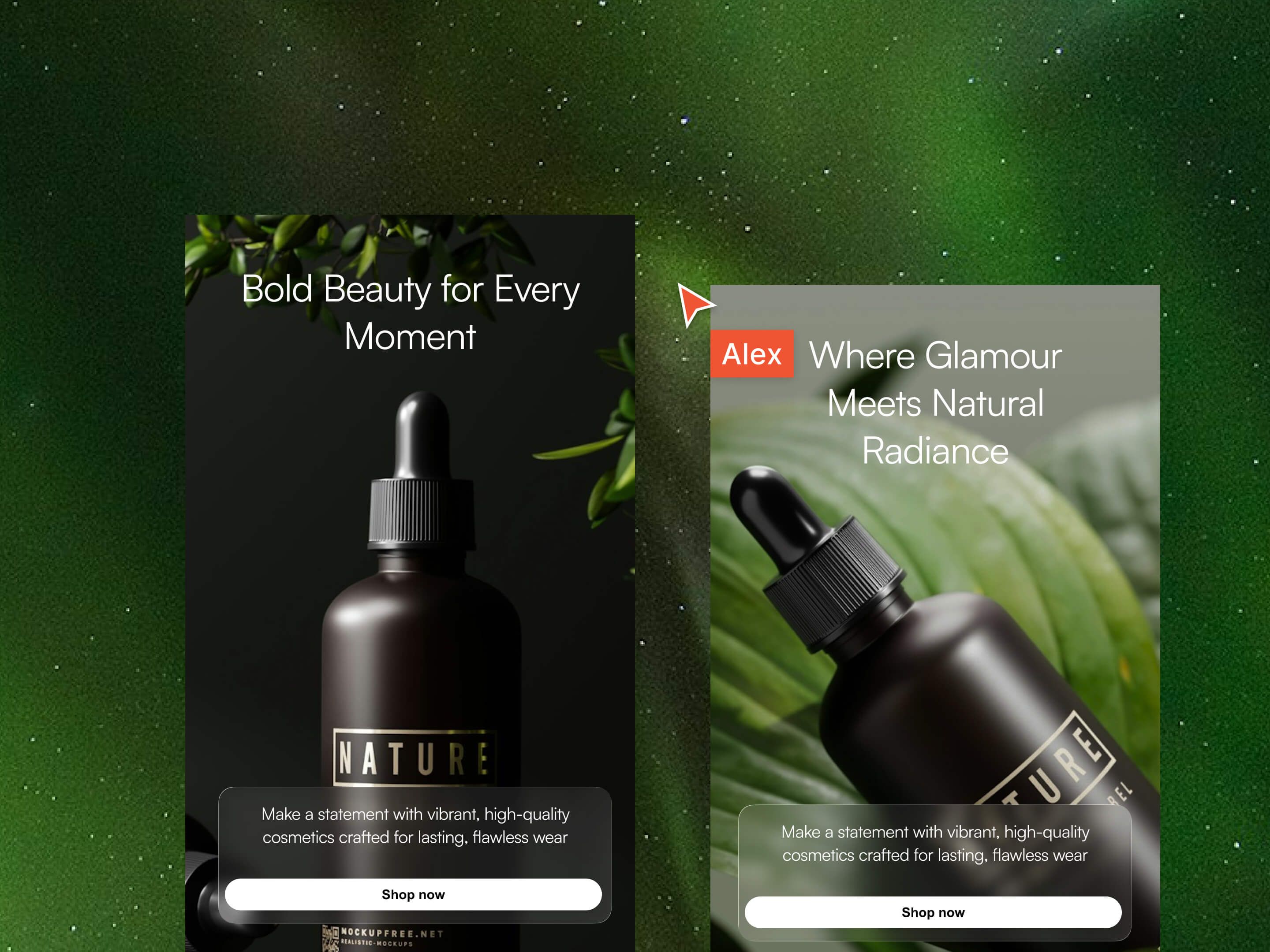 High-contrast promo for a luminous foundation shade range